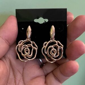 Elegant Gold Camellia Earrings